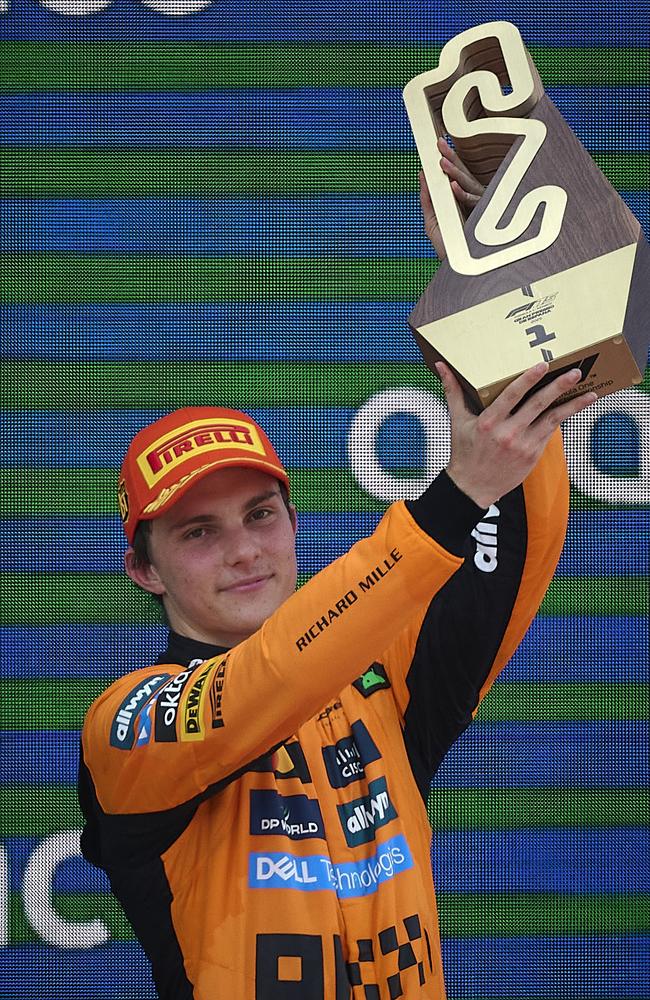 Oscar Piastri celebrates winning the Spanish Grand Prix. Picture: Pablo Morano/Anadolu via Getty Images