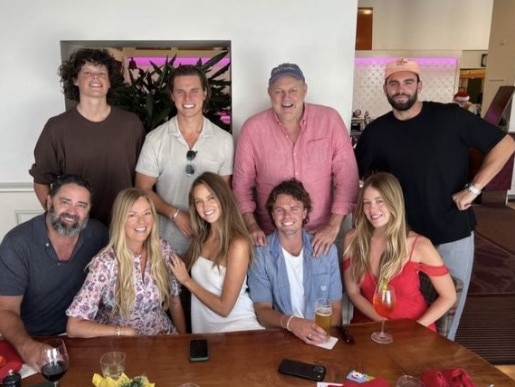 Billy Brownless and Garry Lyon spend Christmas 2022 together with Nicky, Lucy, Ruby, Oscar and Max Brownless and Paddy McCartin and Josh Wallis. Picture: Supplied/Instagram