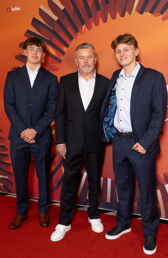 James, Brendon and Charlie Minogue. Picture: Tony Gough