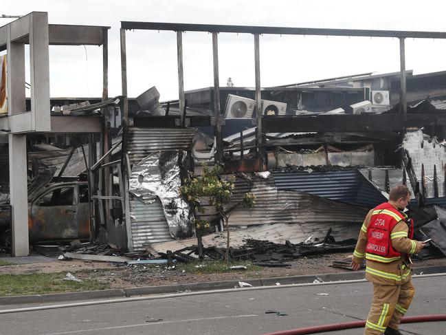 Scene of a fire bombing at a convenience store in Mickleham. Sunday, October 27. 2024. Picture: David Crosling