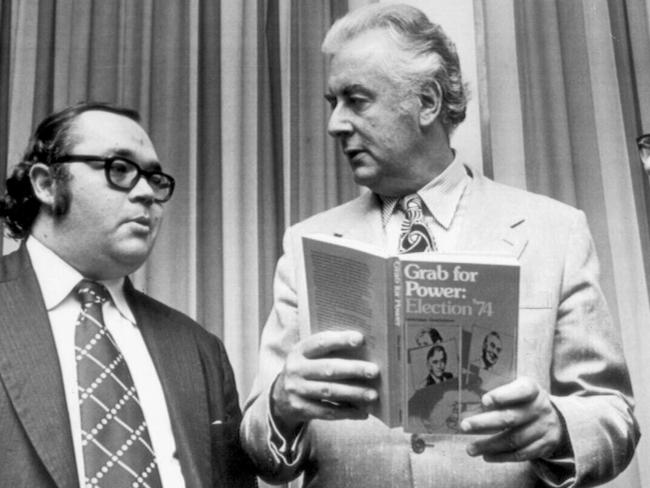 Laurie Oakes with then-Prime Minister Gough Whitlam in late 1974.