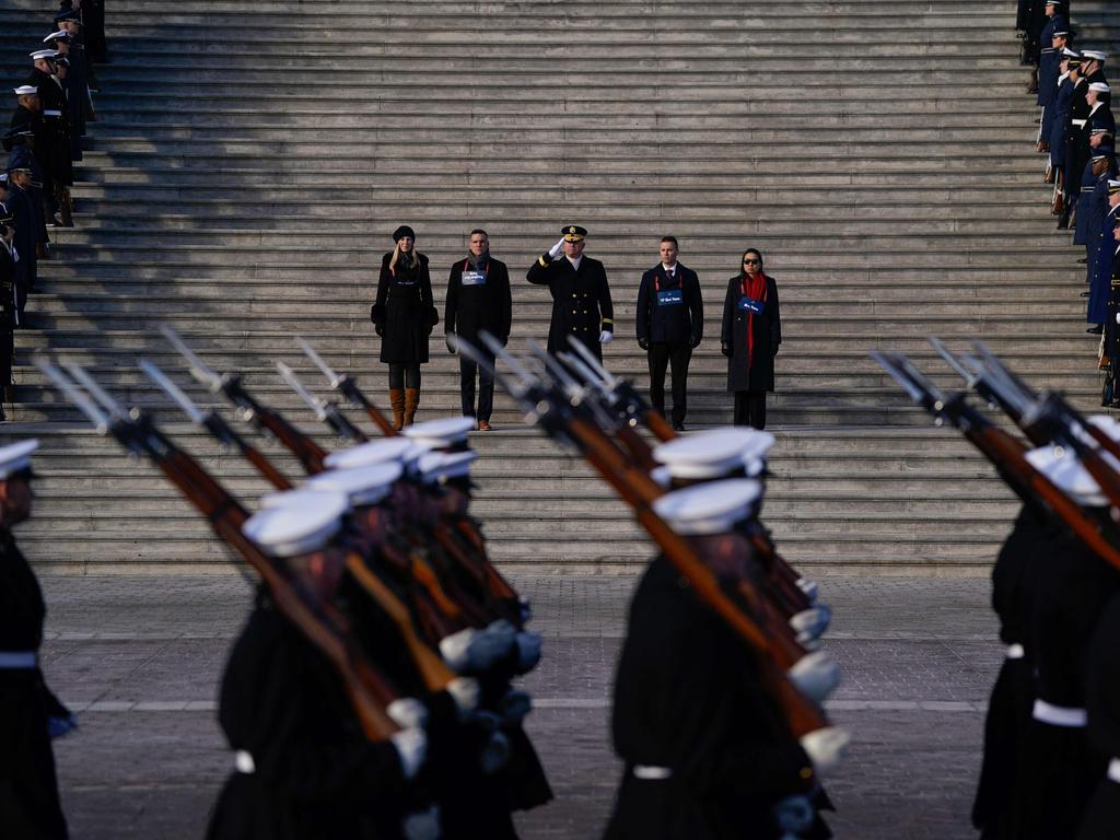 Stand-ins for Melania Trump, US President-elect Donald Trump, Vice President-elect J.D. Vance and Usha Vance take part in a dress rehearsal at the US Capitol ahead of the inauguration of President-elect Trump. Picture: AFP