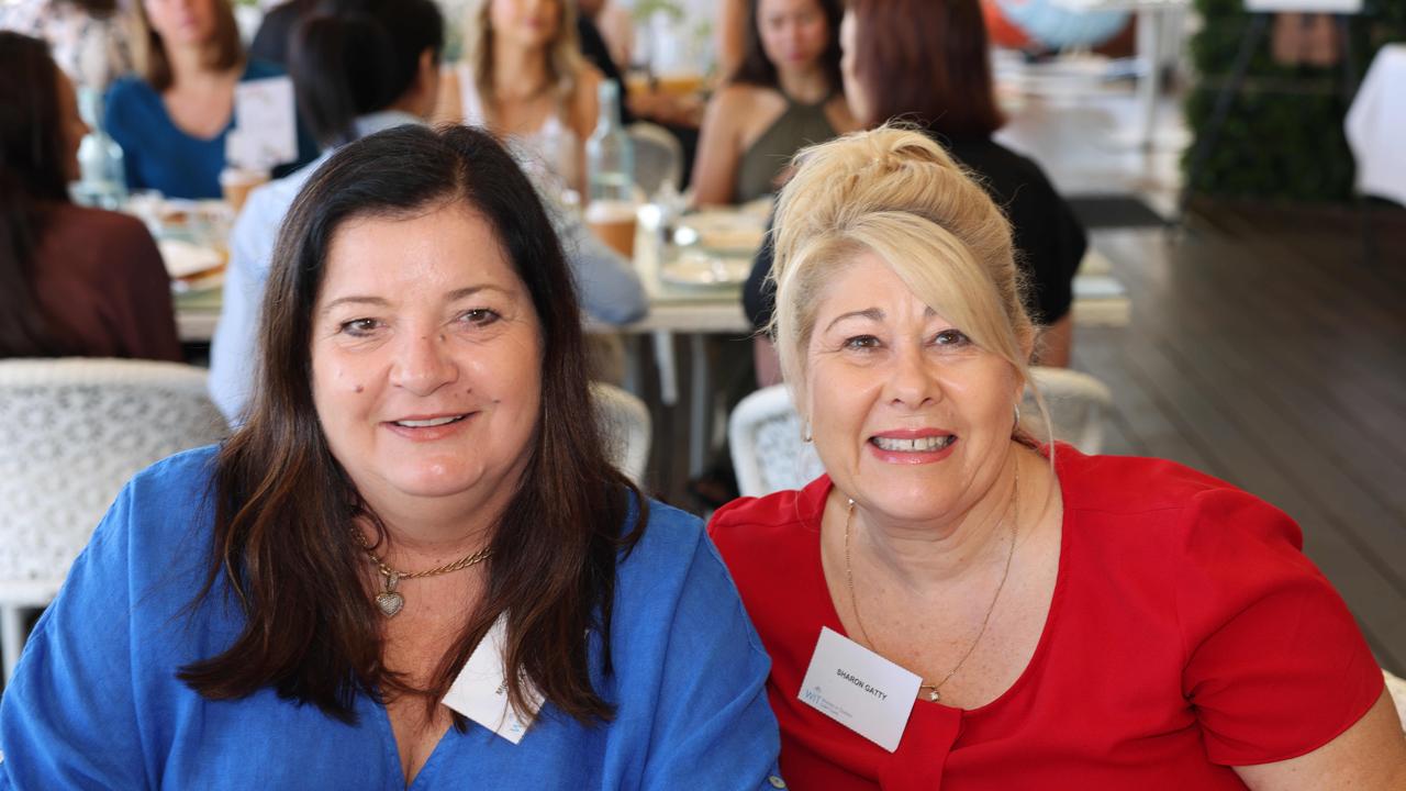 Michelle Tavli and Sharon Gatty at the Gold Coast Women in Tourism Breakfast at Southport Yacht Club for Gold Coast at Large. Picture: Portia Large