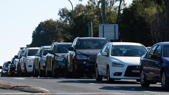 Cars backed up on Green Rd, Castle Hill. This has been dubbed as one of the worst roads in the hills in a survey by the Hills Shire Times and Rouse Hill Times. Picture: AAP Image/Monique Harmer