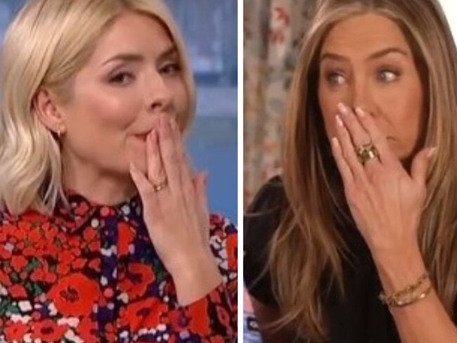 TV host Holly Willoughby forced to apologise as Jennifer Aniston swears in awkward interview. Picture: ITV