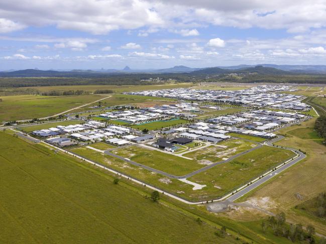 Aerial shots of Palmview's Harmony Estate where 33 lots of land sold in a three-day rush period.