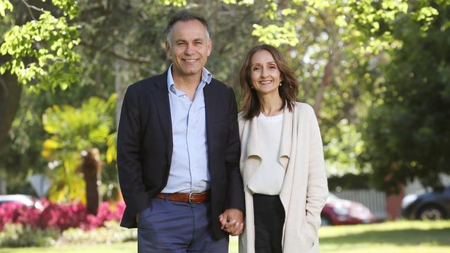 New Liberal Party leader John Pesutto, pictured with wife Betty, vows to turn around the bad fortunes of the party and is ‘confident’ he’ll be Premier in four years. Picture: David Crosling