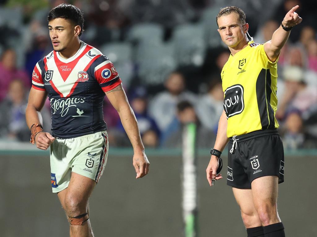 Fetalaiga ‘Junior’ Pauga was sent-off for an ugly high shot late in the game. Picture: Getty Images