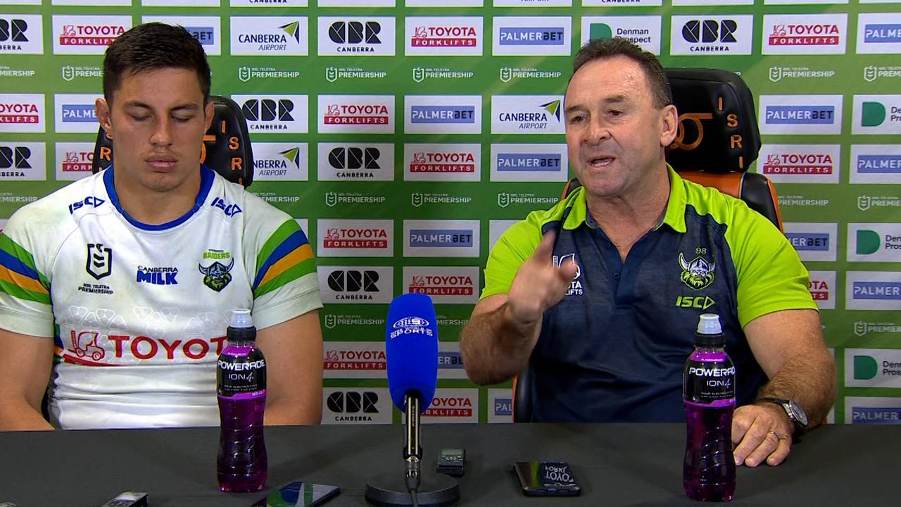 Ricky Stuart press conference, Canberra Raiders, blowup, Jarrod Croker rested, Wests Tigers, 300th game, what did he say