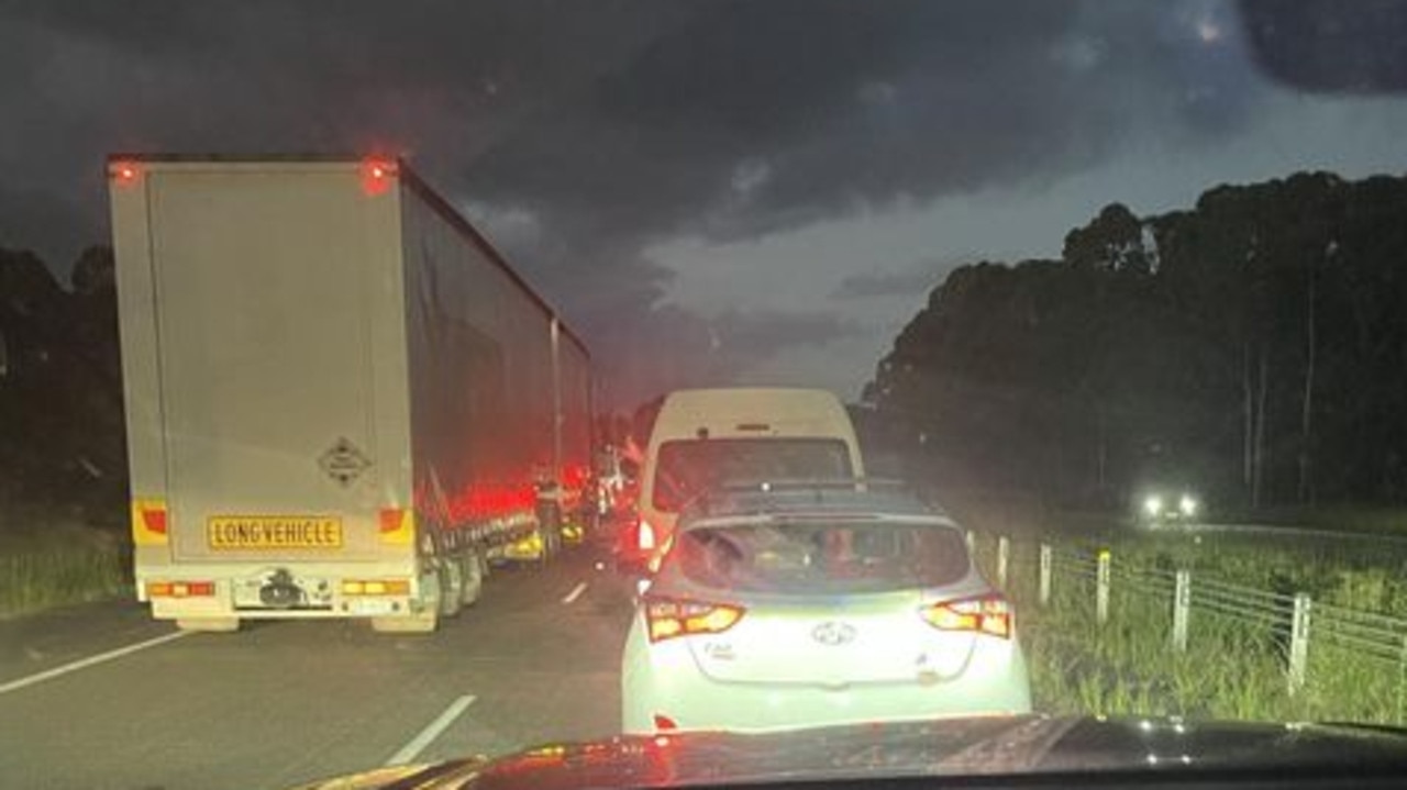 All southbound lanes on the M1 at Chinderah have been closed following a crash involving a pedestrian. Picture: Supplied