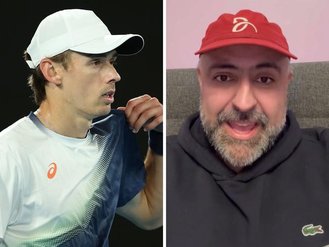 The blogger has replied to de Minaur's late night swipe. Photo: Getty Images and X