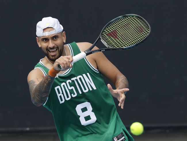 Nick Kyrgios at a practise session during the Australian Open. Picture: Michael Klein