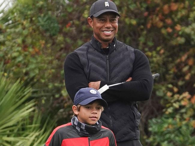 Tiger Woods and his 11-year-old son Charlie