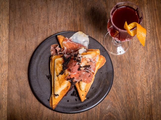 Guy Grossi has created a $50 toastie, which will be served with a hot toddy at his bar Arlechin during White Night. Picture: Jake Nowakowski