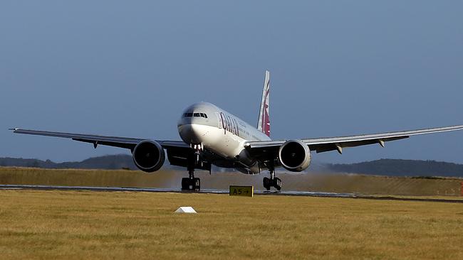 A Qatar Airways 777 like the one that took out a series of runway lights on landing at Brisbane Airport. Picture: James Croucher