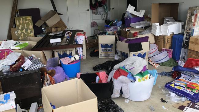 Hoarder clutter inside a Gold Coast garage. Photo: Mums Angels Cleaning Service