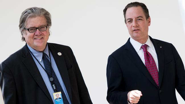 Strategist Steve Bannon (L) and White House Chief of Staff Reince Priebus. Pic: AFP