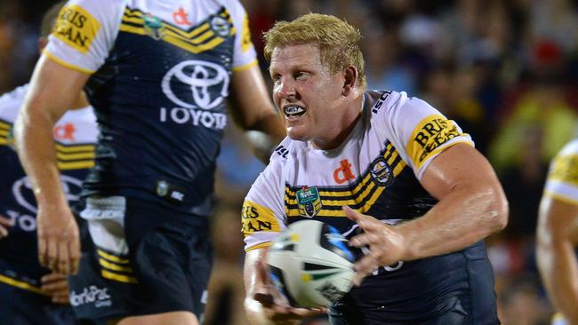 North Queensland Cowboys against Brisbane Broncos at Mackay Stadium. Cowboys Ben Hannant. Picture: Evan Morgan