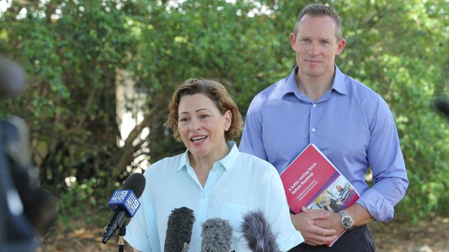 Deputy Premier Jackie Trad and Minister for Housing and Public Works Mick de Brenni. Pic Mark Cranitch.