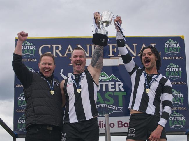 Narre Warren lifted the 2024 Outer East premiership cup. Picture: Valeriu Campan