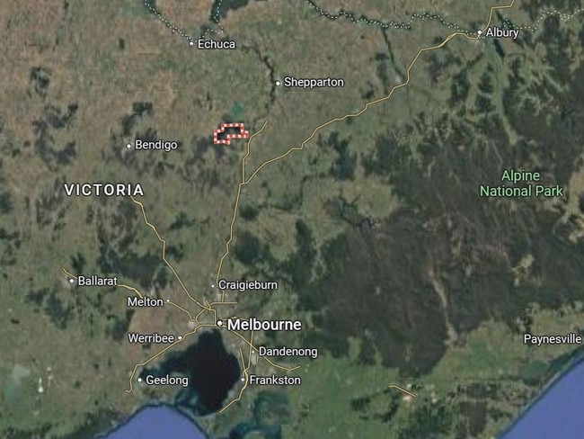 The town of Whroo, near Nagambie, is about 120km north of Melbourne. Picture: Google Maps