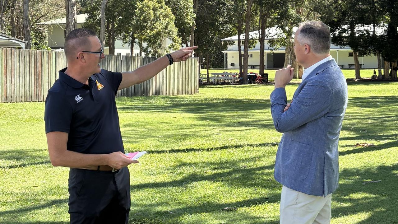 Incumbent Member for Fairfax Ted O’Brien at APEX Camp in Twin Waters with Apex Camp chief executive Keith Fullerton.