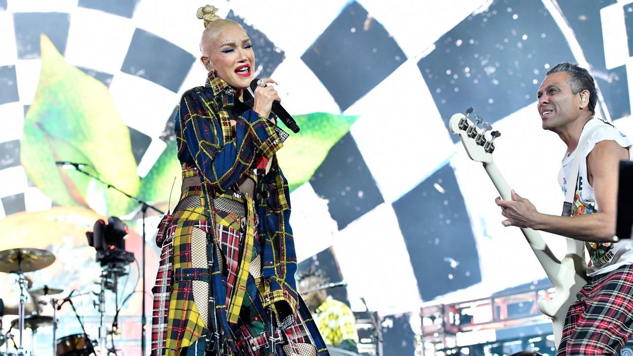 Gwen Stefani and Tony Kanal of No Doubt perform at Coachella. Picture: AFP