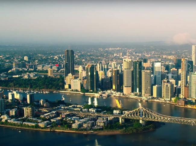 Screengrabs from the Brisbane 2032 Olympics bid displayed to Olympic officials tonight in Tokyo featuring Cathy Freeman, Ian Thorpe and Ash Barty