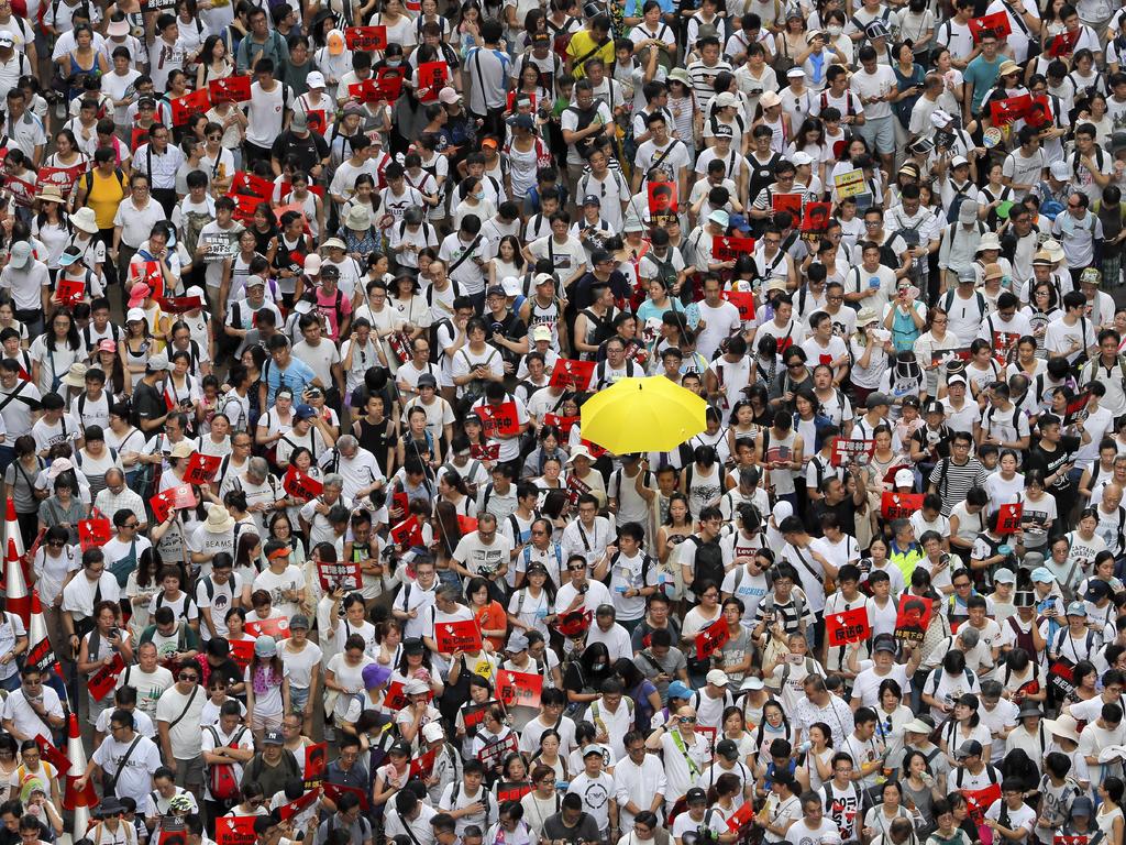 Hong Kong is known for its peaceful protests, but this demonstration quickly took a dark turn. Picture: Kin Cheung/AP