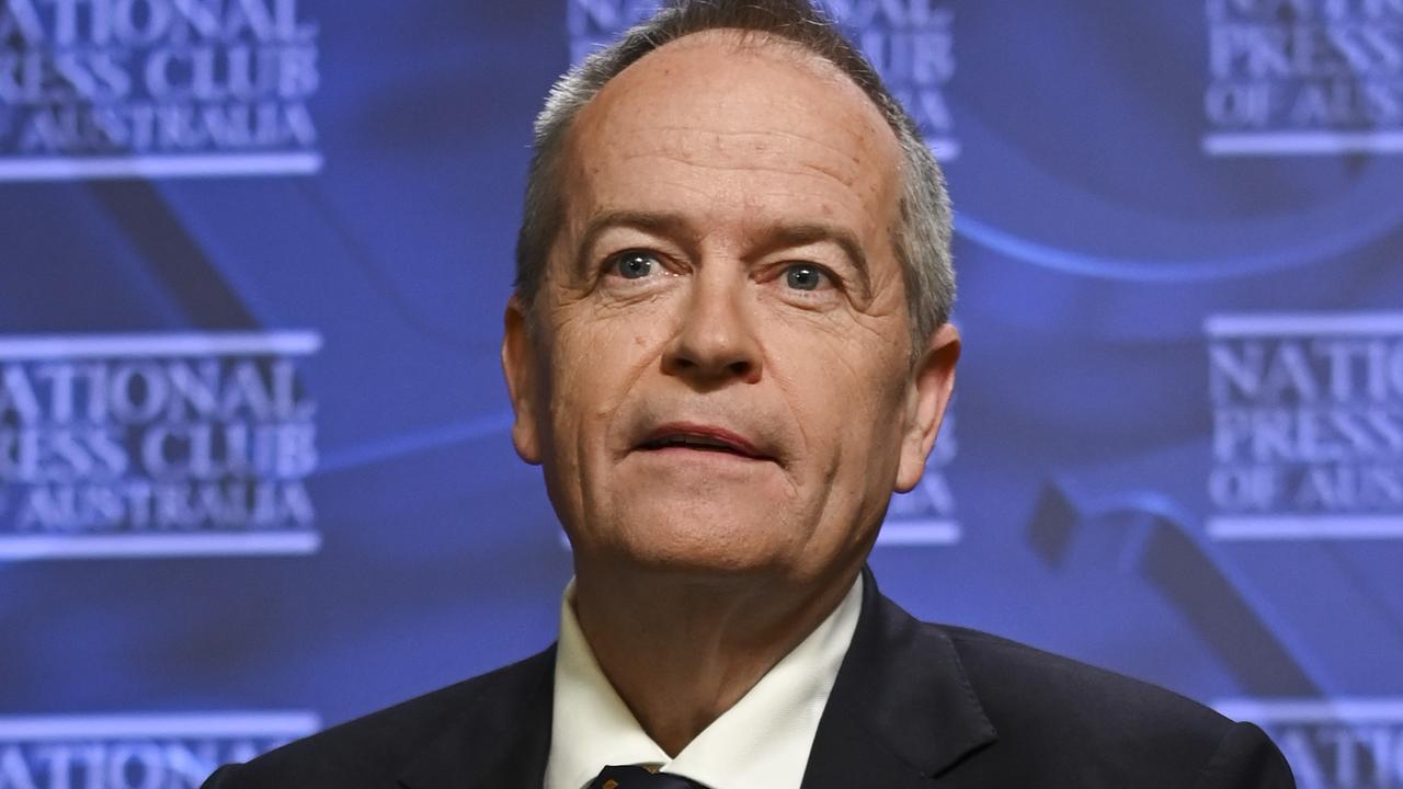 NDIS Minister Bill Shorten addressed the National Press Club on Tuesday. Picture: NCA NewsWire / Martin Ollman