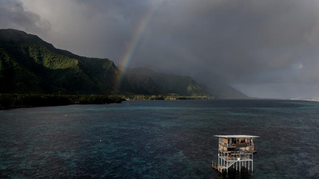 The judges tower stands out from the natural wonder that surrounds it. Photo by Sean M. Haffey/Getty Images.