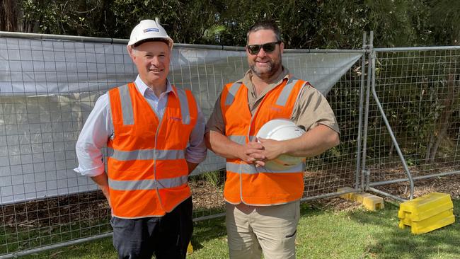 Patterson Building Group project manager Peter Bland and site manager Michael Nizik. Picture: Chris Knight