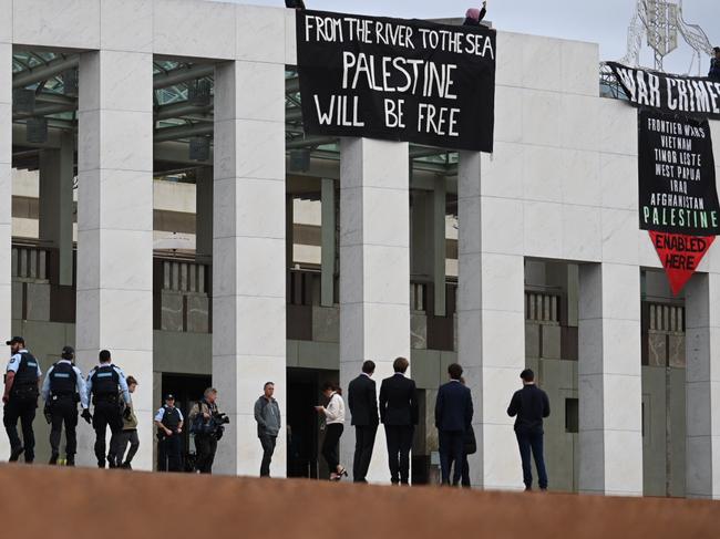 Race-obsessed grievance mongers have been emboldened to the point where they feel entitled to invade Parliament House in Canberra. Picture: Martin Ollman