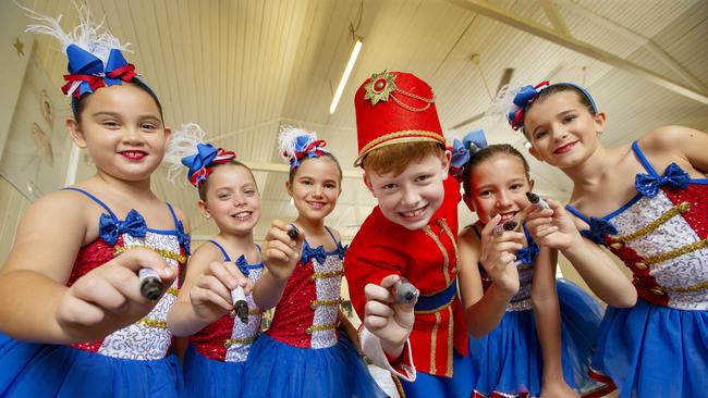 Students (left to right) Giselle Carter, Madelyn Osborn, Abigail Butler, Alex Farley, Josephine Gardiner and Hannah Daly took part in a fundraiser to replace the Dance Studio floor. Generations of westsiders have been trained at the studio. Picture: Sarah Marshall