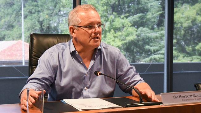 Scott Morrison attends a Drought Advisory Board meeting in Orange, NSW, on Tuesday. Picture: AAP