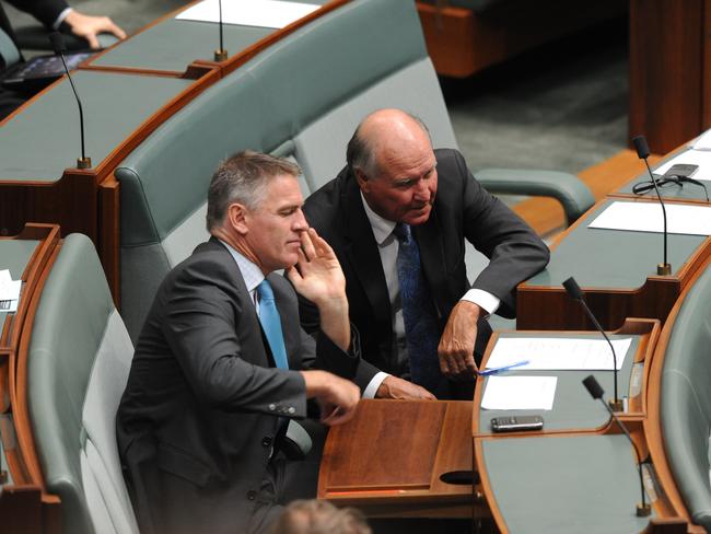 Independent MPs Rob Oakeshott and Tony Windsor in 2013. Picture: AAP Image/Alan Porritt