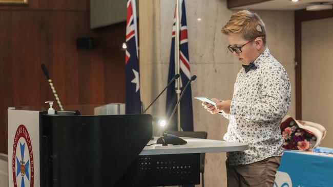 Billy Hearn speaking at the Power of Speech event in Brisbane in March. He will address federal parliament this week.