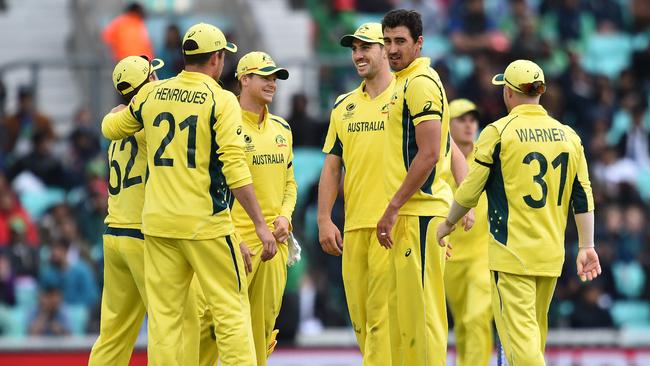 Mitchell Starc (3R) put Australia in a strong position for victory by taking four wickets in nine balls.