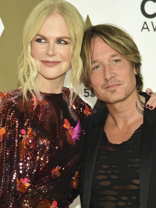 Kidman with husbandKeith Urban at the 53rd annual CMA Awards in Nashville this week. Picture: Evan Agostini