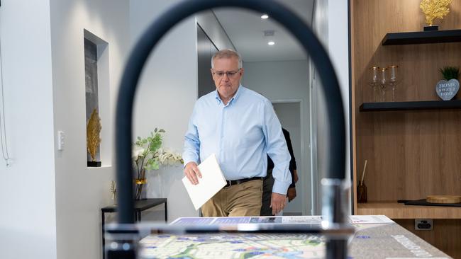 Prime Minister Scott Morrison and Jenny Morrison visited the Alpha Homes Display Home near Darwin, NT. Picture: Jason Edwards