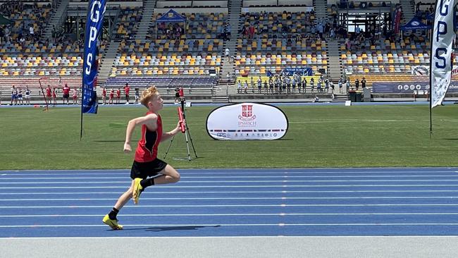 Terrace sprinter Charles Winter on his way to helping anchor his team's relay win.