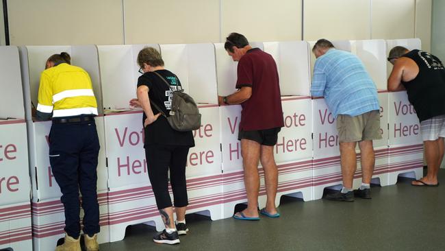 Residents at the early voting for Mackay Regional Council election at the Mackay Showgrounds on Monday, March 4, 2024. Picture Heidi Petith