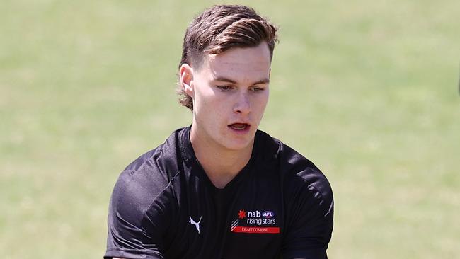 Corey Preston at a pre-draft training day in 2021. Picture: Michael Klein