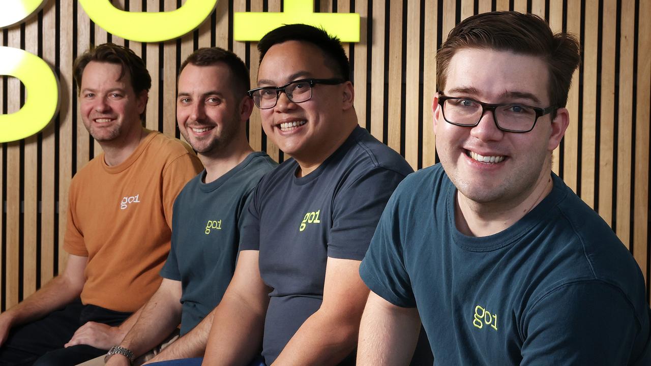 Go1 co-founders Chris Hood, Chris Eigeland, Vu Tran, and Andrew Barnes, Underwood. Picture: Liam Kidston.