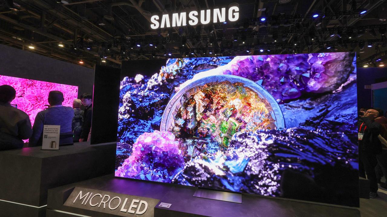 Samsung’s transparent MicroLED TV won’t be coming to homes just yet. Picture: Ethan Miller / GETTY IMAGES NORTH AMERICA / Getty Images via AFP