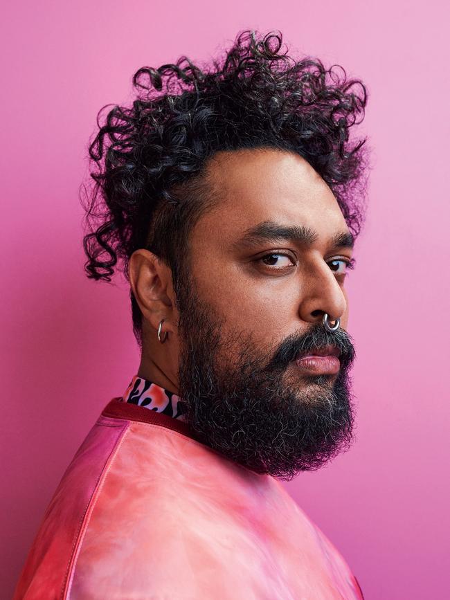 Of Nithiyendran, Faint said: “Ramesh has a unique charisma that resonates in his art and outgoing personality. This made me think about performativity, a theme Ramesh has explored in his work through the recurring motif of masks, both as a form of adornment and a conceptual idea.” Photo: Hugh Stewart