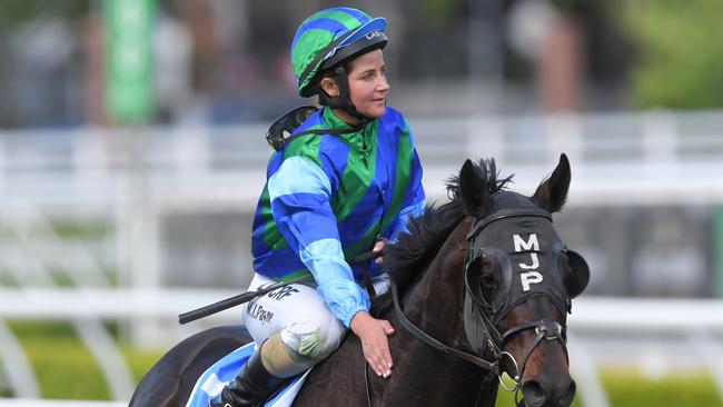 Jockey Michelle Paine returns to scale on Kaspersky race 6, the Camera House Sydney Stakes during The TAB Everest race day at Royal Randwick Racecourse in Sydney, Saturday, October 19, 2019. AAP Image/Simon Bullard