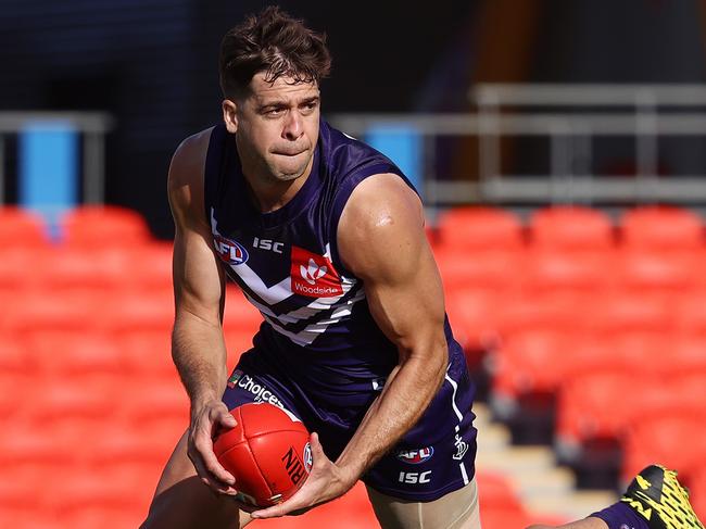 AFL Round 6. St Kilda vs Fremantle at Metricon Stadium, Gold Coast. 11/07/2020.   Stephen Hill of the Dockers   . Pic: Michael Klein