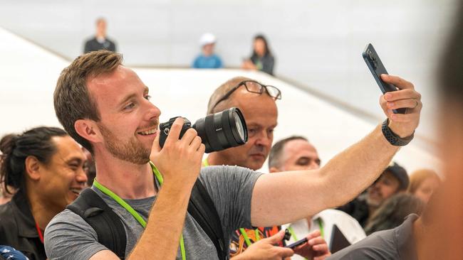 The entry-level price for phones and watches has increased by at least $100, and the iPhone 15 could break the $3000 mark in Australia. Picture: Nic Coury / AFP