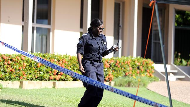 Police at the scene of the alleged murder. Picture by Richard Gosling